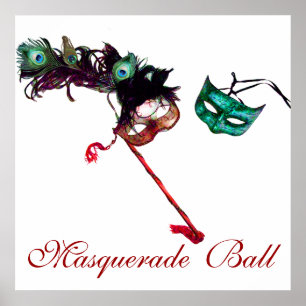 Affiches BAL MASQUÉ DU MARDI GRAS , Blanc