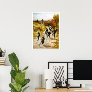 Affiches Balade vintage à vélo dans le pays