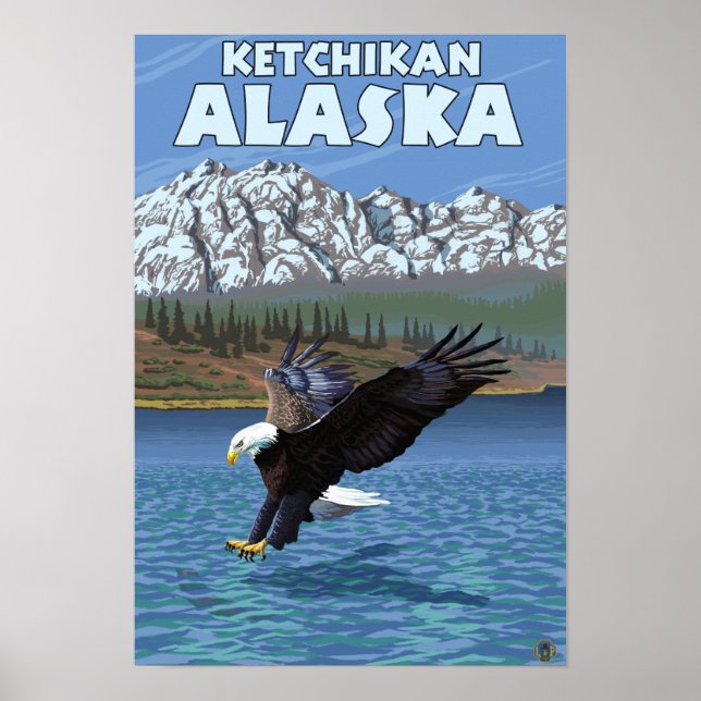 Affiches Bald Eagle Diving - Ketchikan, Alaska (Devant)