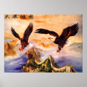 Affiches Bald Eagles over Great Wall of China