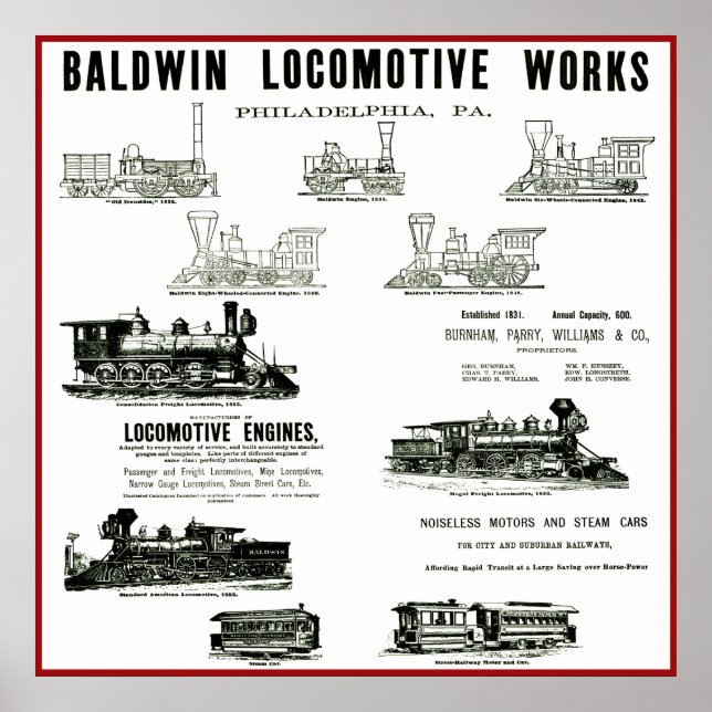 Affiches Baldwin Locomotive Works (Devant)