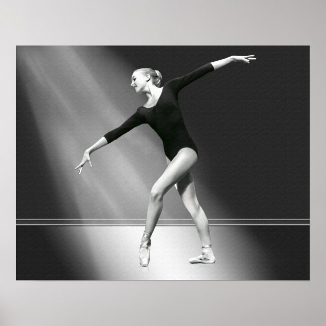 Affiches Ballerina en noir et blanc (Devant)