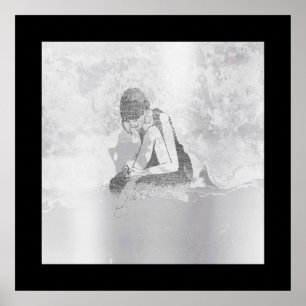 Affiches Ballerina Femme Corps Argent Gris ciment Mur