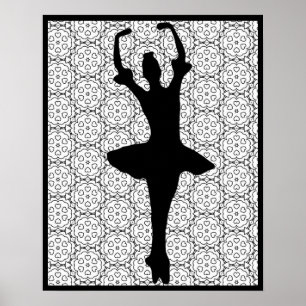 Affiches Ballerina Silhouette sur un arrière - plan Mandala