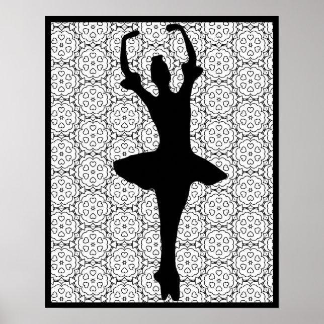 Affiches Ballerina Silhouette sur un arrière - plan Mandala (Devant)