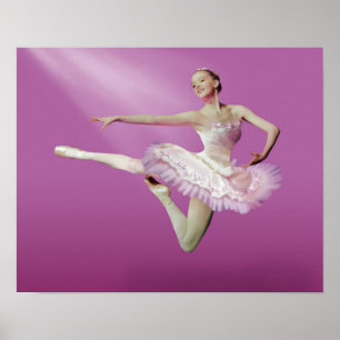 Affiches Ballerina sur rose