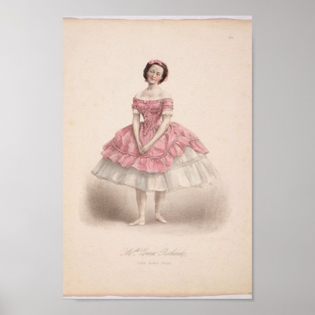 Affiches Ballerina vintage en rose, (Devant)
