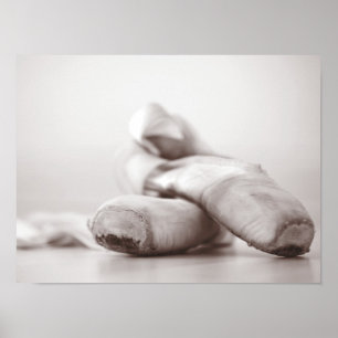 Affiches Ballet Pointe Chaussures sur le sol de danse Modèl