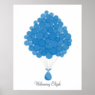 Affiches Ballons de signature pour bébé - Bleu