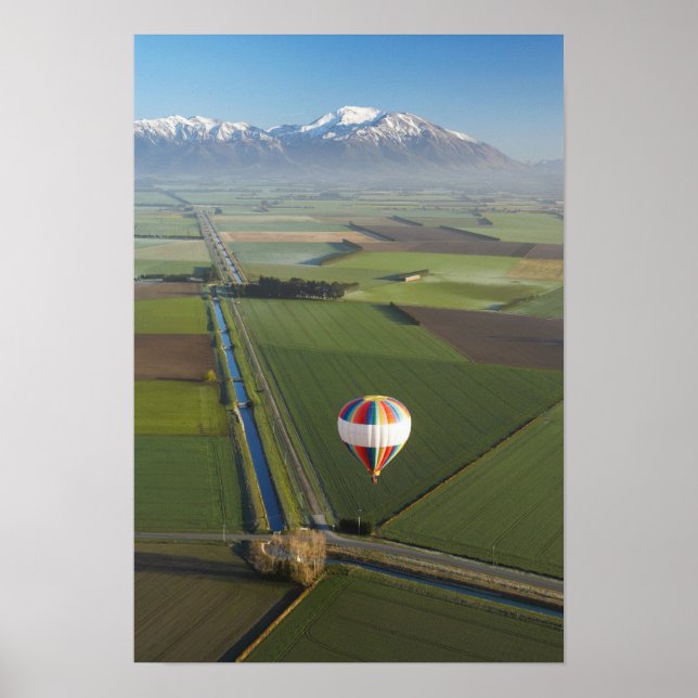 Affiches Balloon à air chaud, près de Methven, Canterbury (Devant)