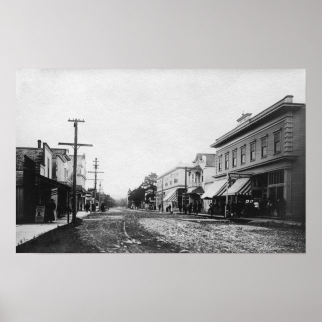 Affiches Balnéaire, Oregon Main Street View Photographie (Devant)
