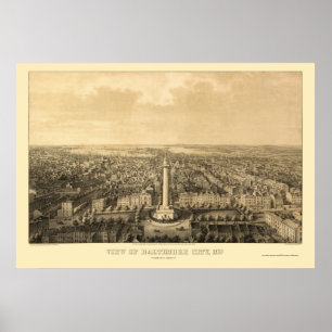 Affiches Baltimore, carte panoramique de DM - 1862