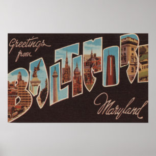 Affiches Baltimore, le Maryland - grandes scènes de lettre