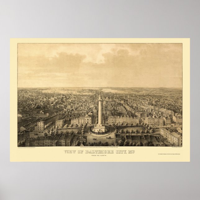 Affiches Baltimore, MD Carte panoramique - 1862 (Devant)