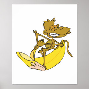 Affiches banane écorceuse de singe