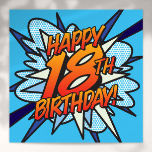 Affiches Bande dessinée JOYEUX 18ÈME ANNIVERSAIRE ! bleu