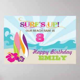 Affiches Bandeau d'anniversaire à thème de la plage et du s