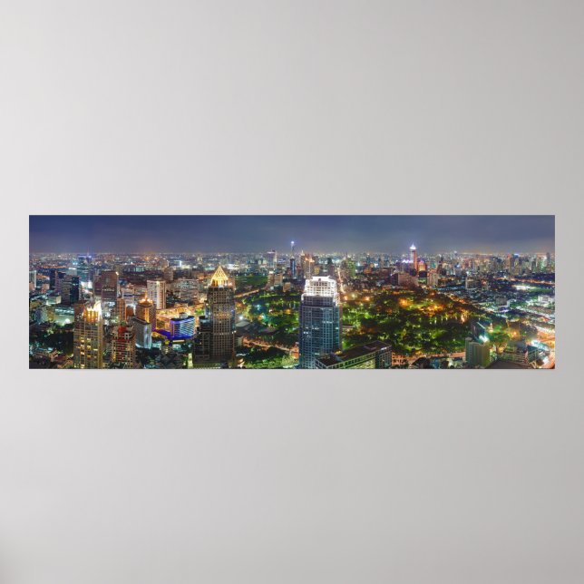 Affiches Bangkok Thaïlande Skyline à Night Panorama (Devant)