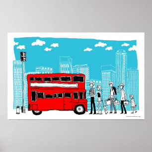 Affiches Banlieusards attendant à l'arrêt d'autobus