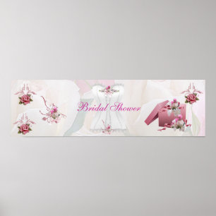 Affiches Banner Bridal Shower White Pink Corset
