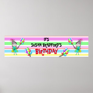 AFFICHES BANNIÈRE 12 X 48" FÊTE D'ANNIVERSAIRE - INSCRIRE L