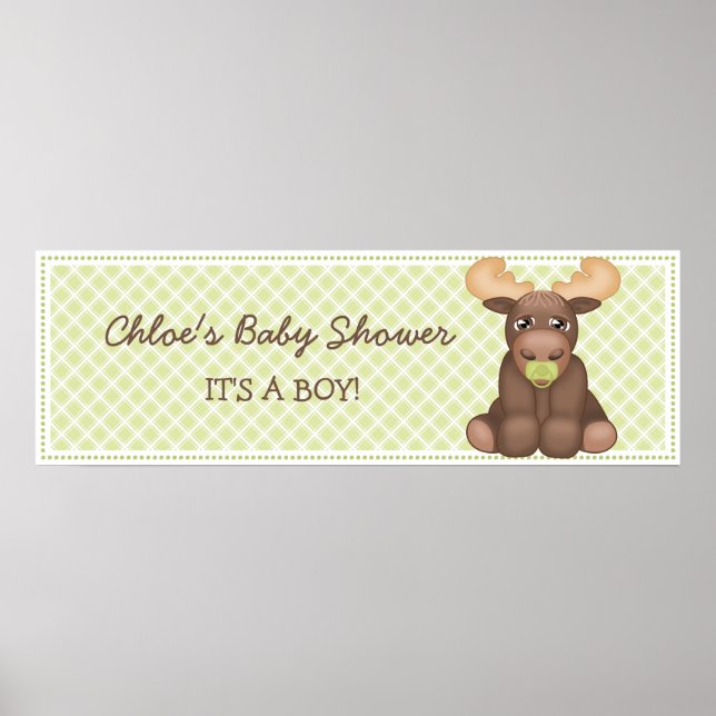 Affiches Bannière Baby shower d'orignal (Devant)