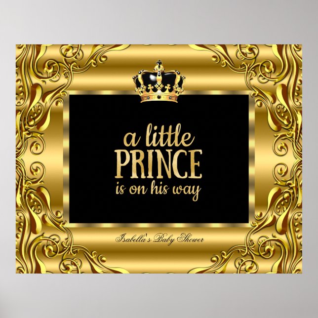 Affiches Bannière Baby shower Little Prince Gold Black 3 (Devant)