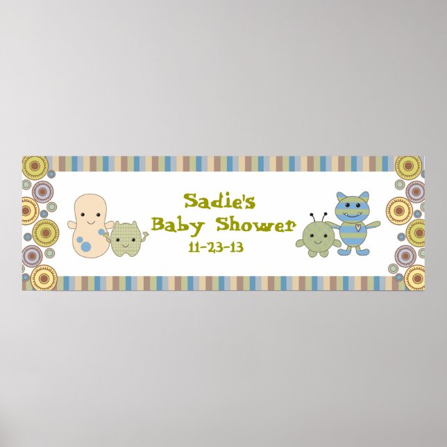 Affiches Bannière Baby shower Monstres de Pékin (Devant)
