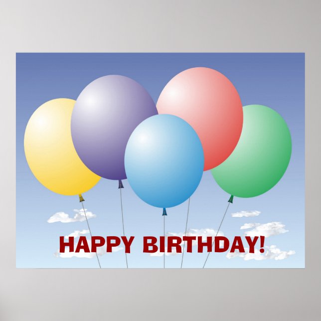 Affiches Bannière d'anniversaire à ballons (Devant)