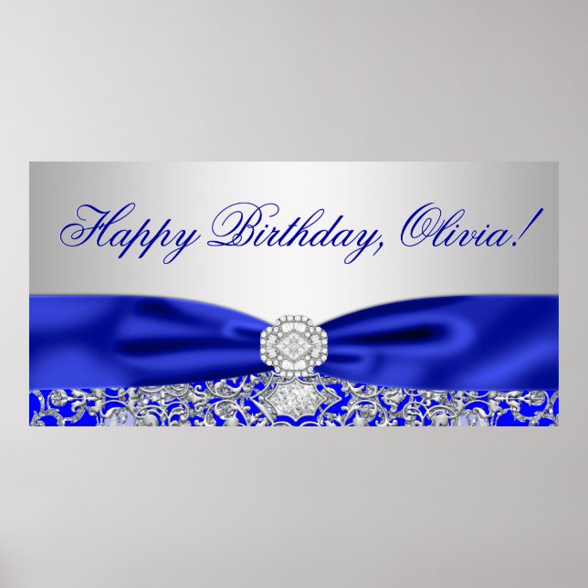 Affiches Bannière d'anniversaire bleu royal (Devant)