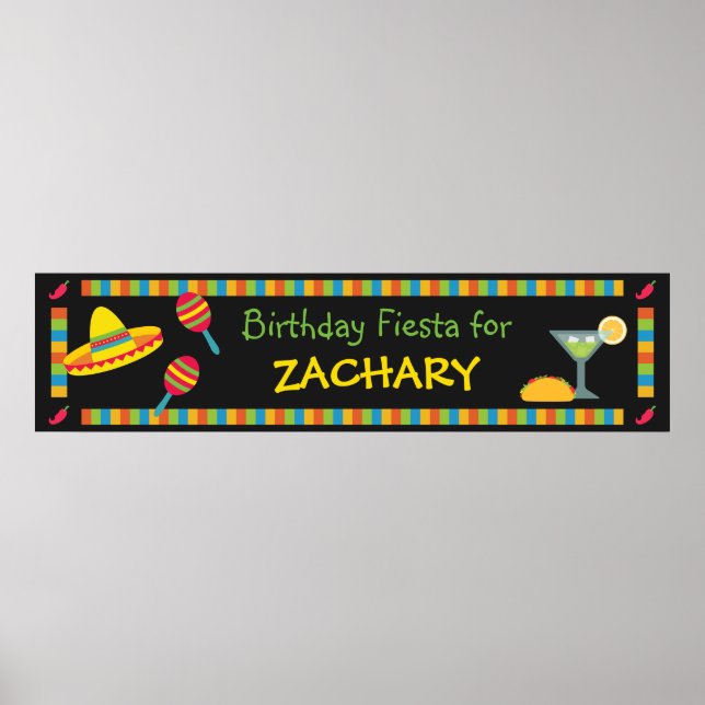 Affiches Bannière d'anniversaire de Fiesta mexicaine (Devant)
