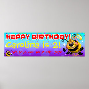 Affiches Bannière d'anniversaire de gigle Bellies BeeWee de