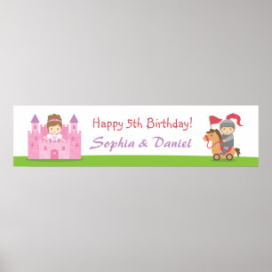 Affiches Bannière d'anniversaire de la princesse et du chev
