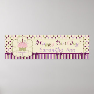 Affiches Bannière d'anniversaire de Mulberry Dot et Sweet C
