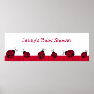 Affiches Bannière d'anniversaire personnalisée Red Ladybug