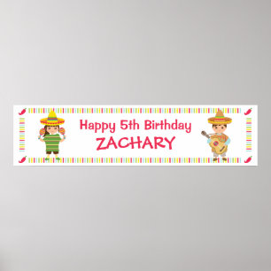 Affiches Bannière d'anniversaire pour fête mexicaine musica