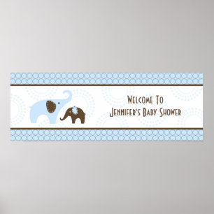 Affiches Bannière de baby shower bleu point de couture élép