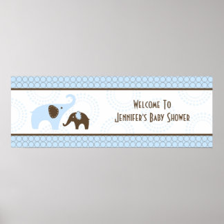 Affiches Bannière de baby shower bleu point de couture élép