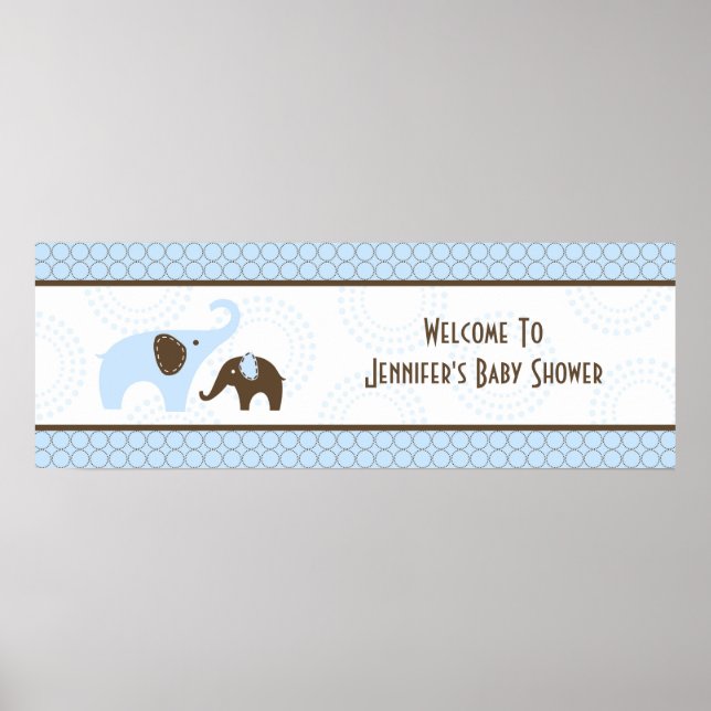 Affiches Bannière de baby shower bleu point de couture élép (Devant)