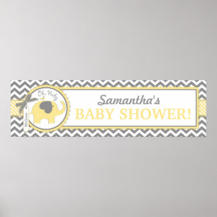 Affiches Bannière de Baby shower Chevron pour bébé jaune