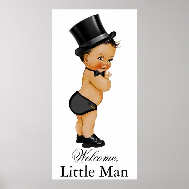 Affiches Bannière de Baby shower de petit homme ethnique (Devant)