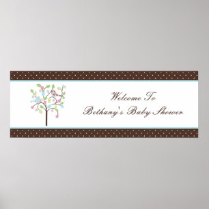 Affiches Bannière de Baby shower Pois de l'arbre Inséparabl