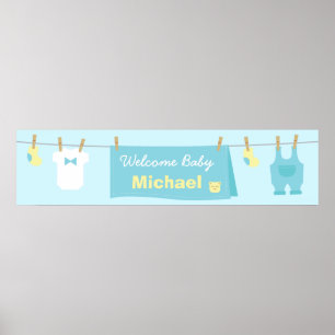 Affiches Bannière de bienvenue du Baby shower Vêtements pou