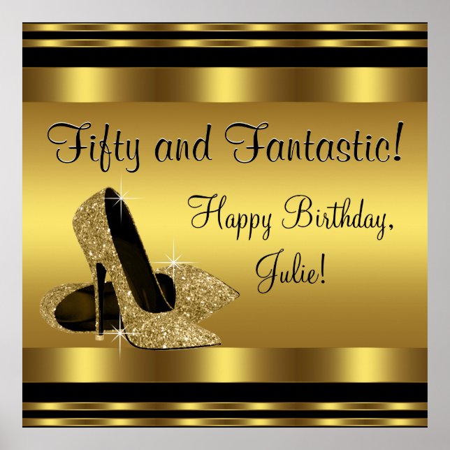 Affiches Bannière de fête d'anniversaire à talons hauts en  (Devant)