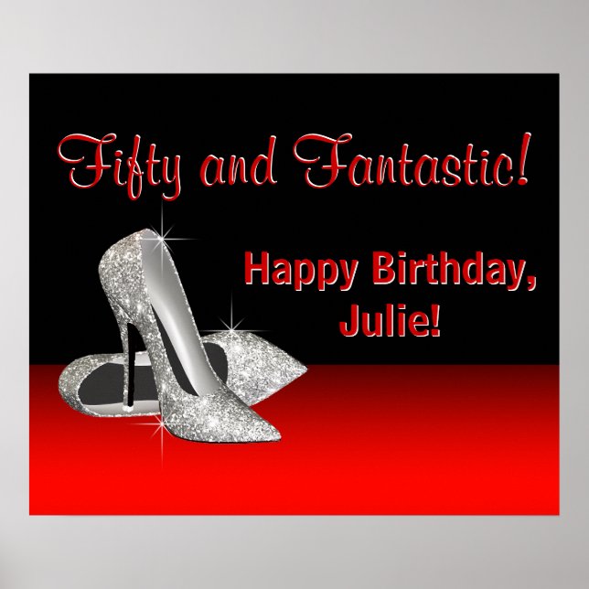 Affiches Bannière de fête d'anniversaire Escarpins Paillett (Devant)