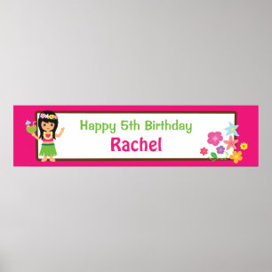 Affiches Bannière de fête d'anniversaire sur le thème Hula 