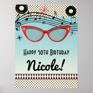 Affiches Bannière de fête rétro vintage des années 50