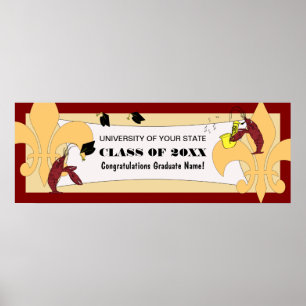 Affiches Bannière de graduation Fleur de Lis Crawfish