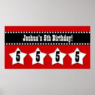 Affiches Bannière du 5e anniversaire avec étoiles Nom perso