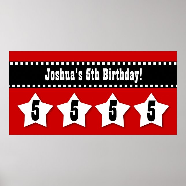 Affiches Bannière du 5e anniversaire avec étoiles Nom perso (Devant)